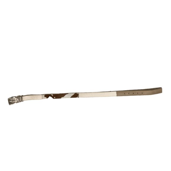 STREETS AHEAD Brown & White Leather & Calf Hair Siler Buckle Belt-Size Medium main image 5